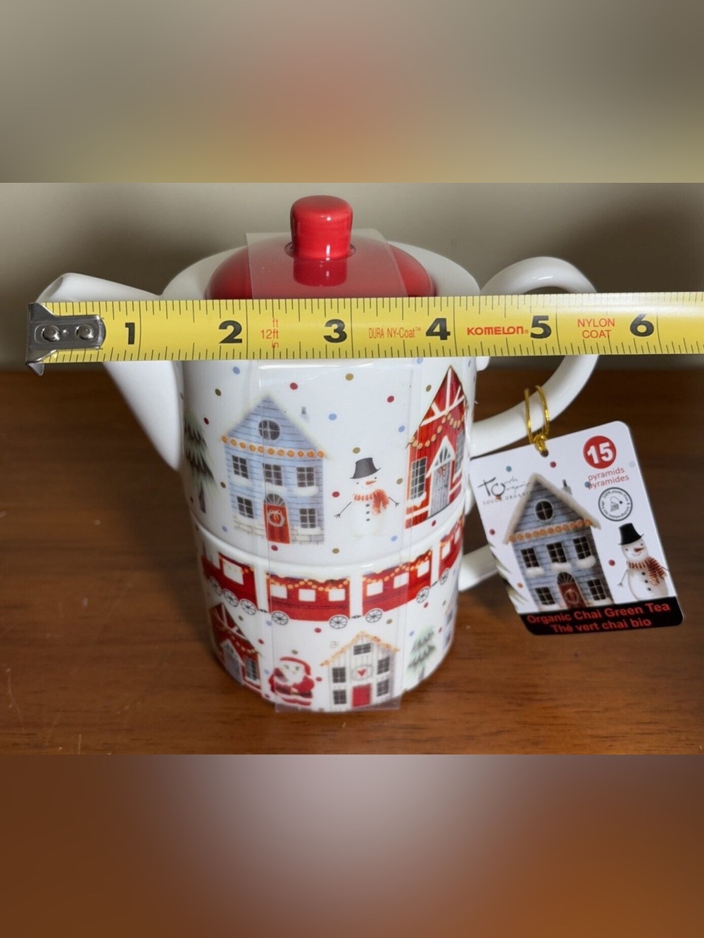 🎄TOUCH ORGANIC • Stackable Holiday Porcelain “Tea for One” Set - Picture 10 of 12